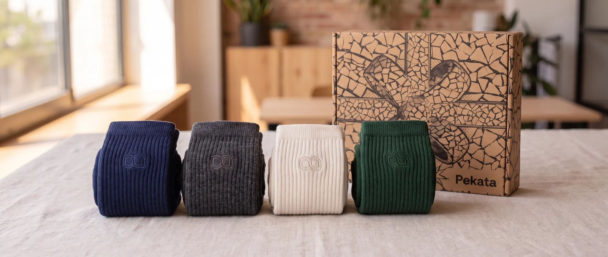 Mellemhøje strømper tilpasset med en virksomhedslogo vævet i jacquard